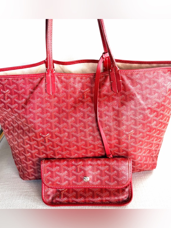 Goyard Handbags - GOYARD Saint Louis PM Red Goyardine Tote Bag + Pouch